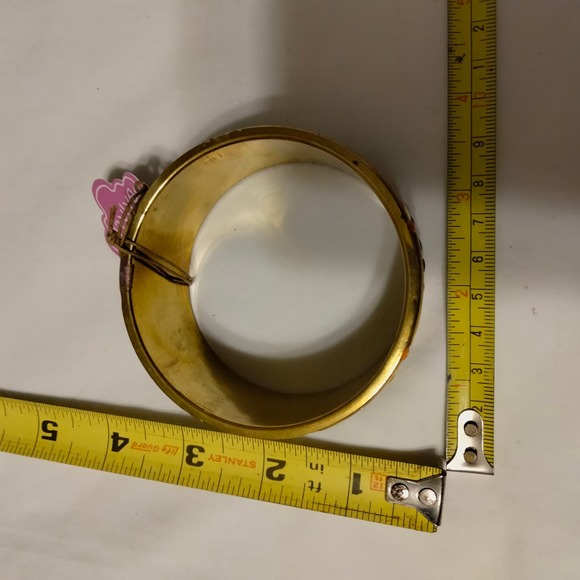 Iris Apfel & Bajalia Black, Orange & Green & Brass Bangle Bracelet - Picture 6 of 10